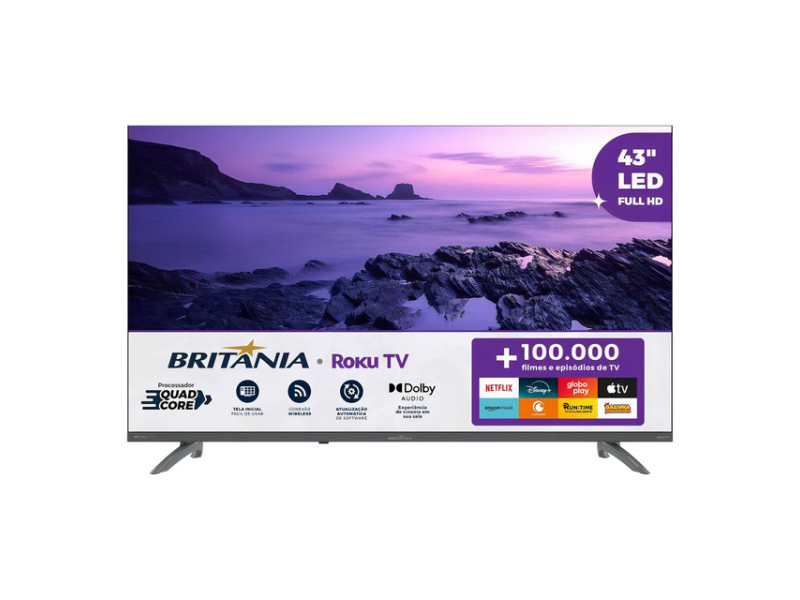 Smart Tv 43 Britânia Btv43va4regb Roku Tv Led Dolby Audio