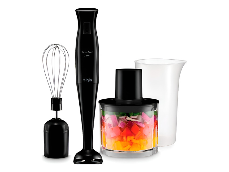 Mixer Turbo Chef 3 Em 1 200w Triturador E Fuet 127v - Elgin Preto