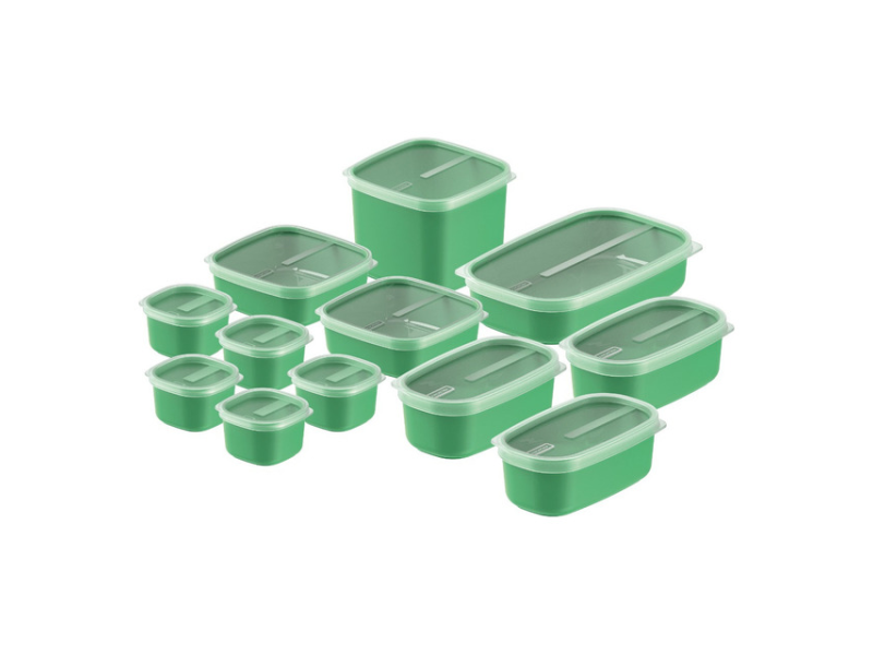 Jogo De Potes Tramontina Mixcolor Em Polipropileno Verde Sálvia Com Tampa Transparente 12 Peças